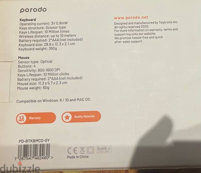 porodo blutooth keyboard + mouse 2