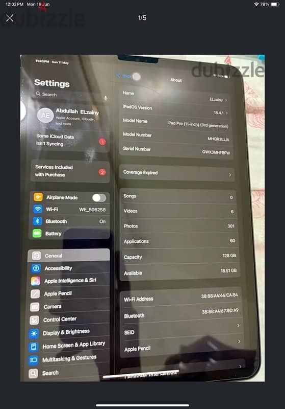 iPad 11 inch 2022 m1  128 gb 2