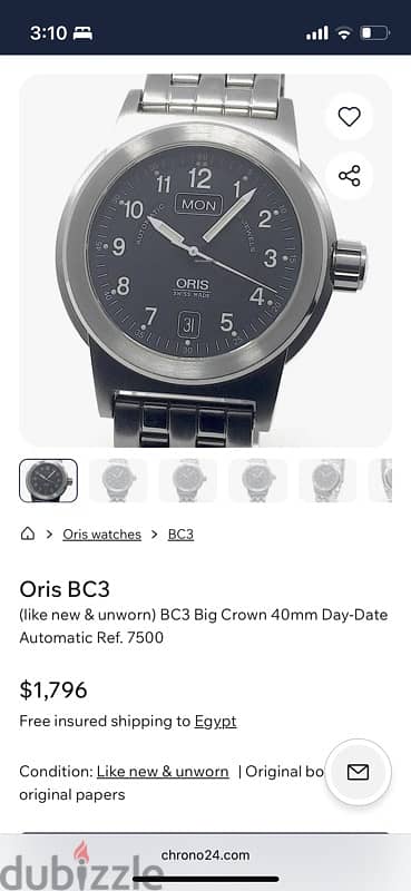 slightly used as new Oris big crown automatic day date 4
