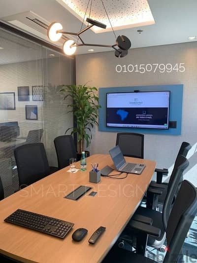 طاولة اجتماعات ترابيزة اجتماعات خشب mdf اسباني متينه وفخمه مقاس ٣متر