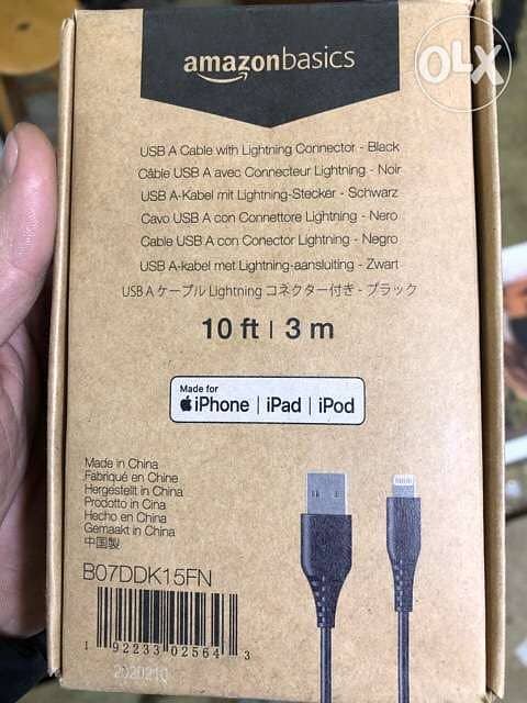 Amazon basics iPhone cable charge ٣ متر 1
