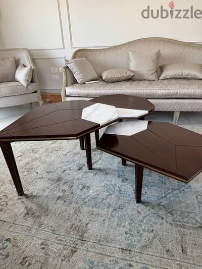 3 tables wood X marble brand: Alcazar