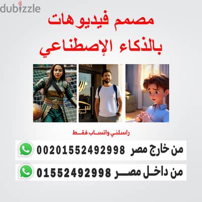 أنا مصمم فيديوات وصور بالذكاء الإصطناعي AI تواصل معي وأسل طلبك