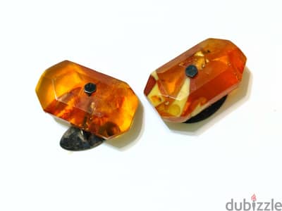 زراير قميص كهرمان روسي فضه مدموغه روسي سنه 1950مقاس كبير Russian Amber
