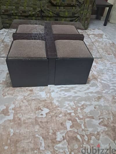 Table with buffs ترابيزة مع كراسي صغيره.