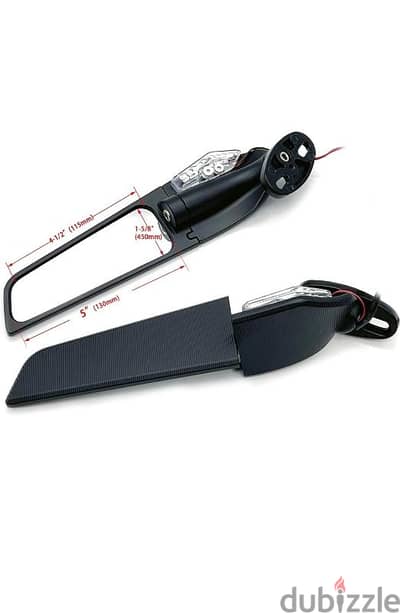 Aluminum Motorcycle Rearview Mirrors Wind Wing Winglets Style with LED