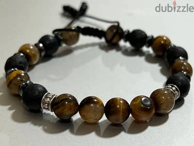 Breslet Tiger Eye & Obsidian