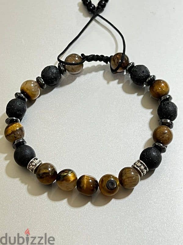 Breslet Tiger Eye & Obsidian 1