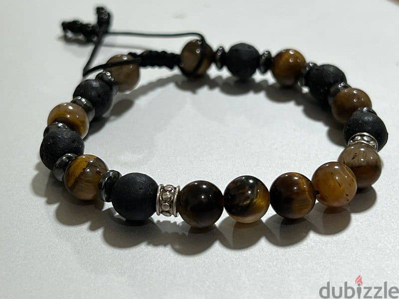 Breslet Tiger Eye & Obsidian 2