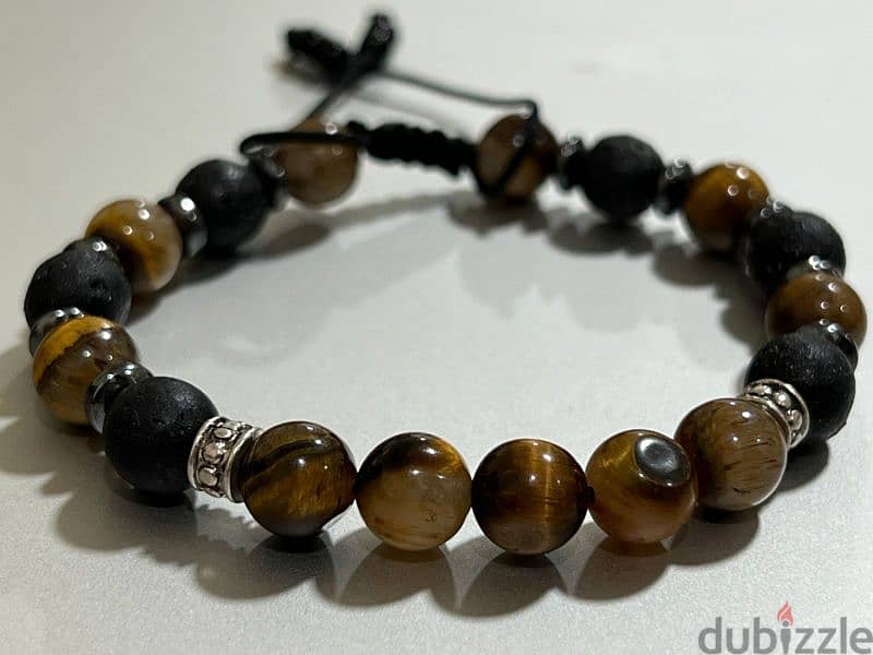 Breslet Tiger Eye & Obsidian 3
