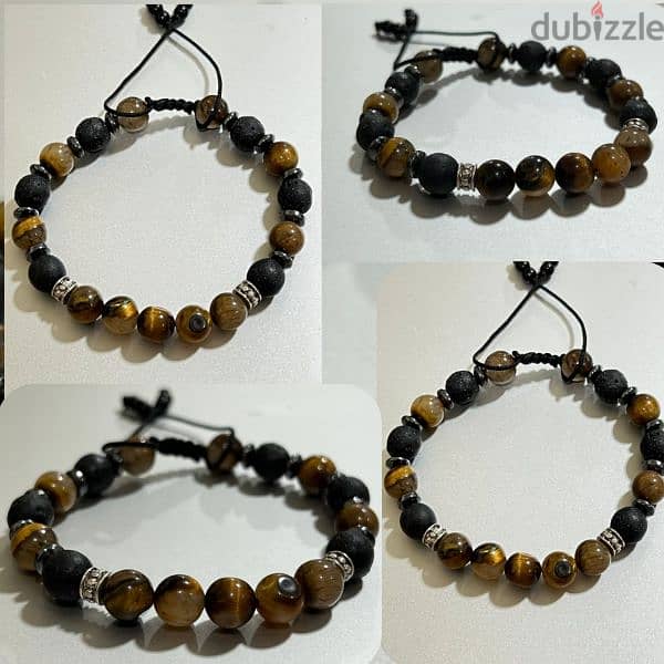 Breslet Tiger Eye & Obsidian 4
