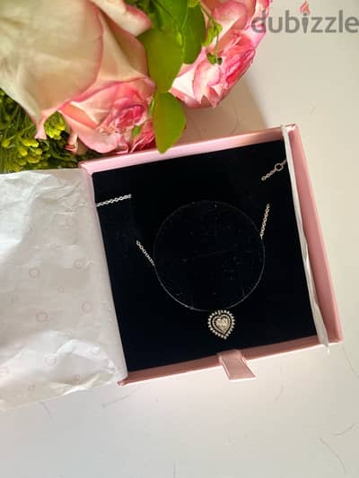 PANDORA heart diamond silver necklace
