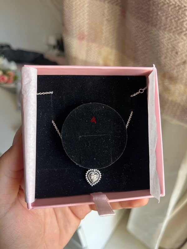 PANDORA heart diamond silver necklace 3