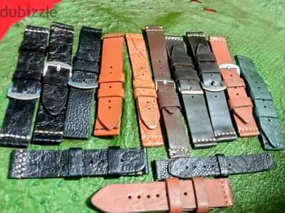 إسترابات ساعة جلد طبيعى بالكامل صناعة هاند ميد.