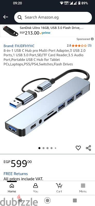 8 in 1 - 3 usb + type c sound and card reader