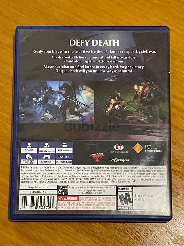 Nioh cd ps4 1