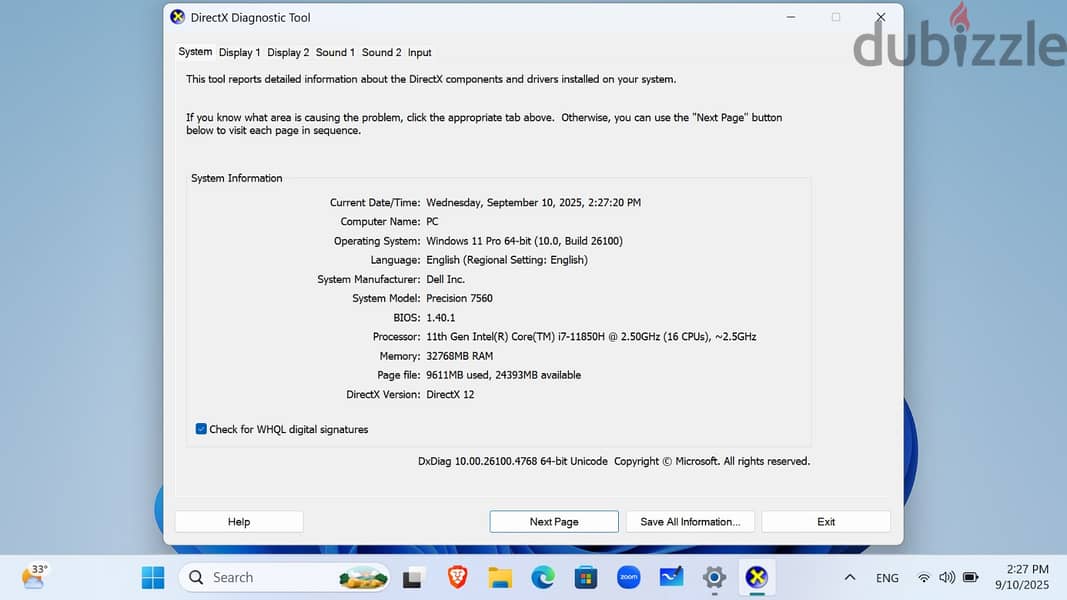Dell Precision 7560 Workstation 15