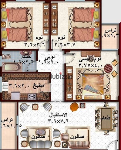 شقة 135م جانبى دور رابع باساسنير نصف تشطيب على المحارة بالمنطقة السادسة عماراات قريب من شارع الحرية وكميوند حسن علام