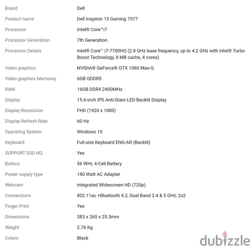 Dell 7577 I7 - Gaming Laptop 3