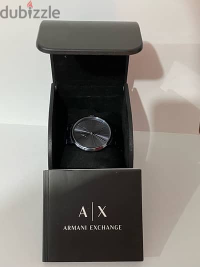 Armani Exchange Men’s Watch — Dark Grey Stainless Steel, Silver Dial
