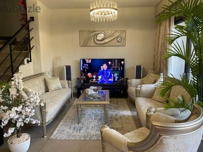 sofa room silver صالون من ٤ قطع خشب مدهب فضي