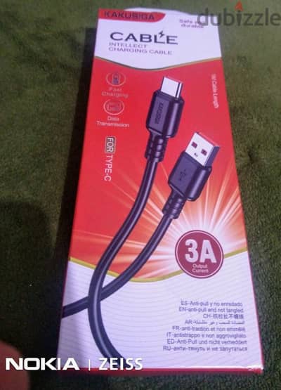 كابل شحن سريع من USB إلى type c - اللون: أسود