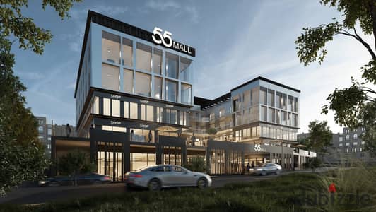 a fully finished clinic with a front view, area 56 m², installment plan up to 6 years, total price 2,400,000 EGP only, monthly installment 6,000 EGP,