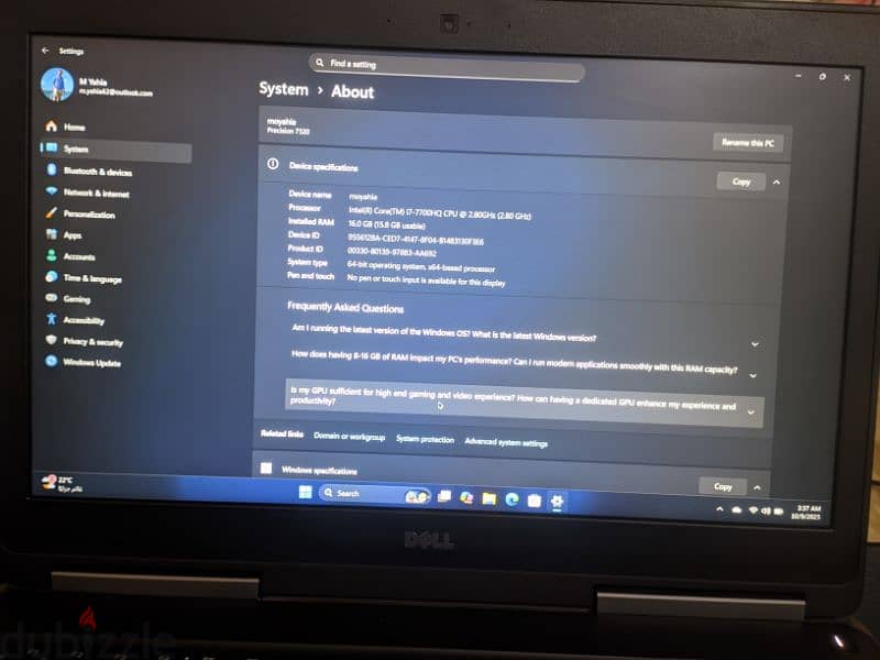 dell precision 7520 i7 7th 5
