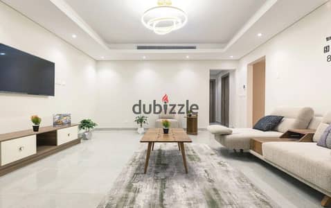High-end furnished apartment with air conditioning for sale at a bargain price with only 12% down payment in the finest compound in the capital