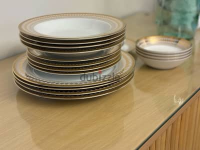 2 Gold Plated Jashanmal Dinner set 24 pieces  (48 pieces total)