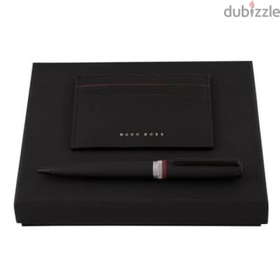 Hugo Boss Gear Black Card Holder and Pen Set
