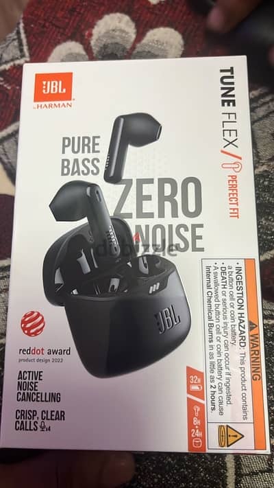 JBL Tune Flex - True Wireless Noise Cancelling Earbuds (Black), Small