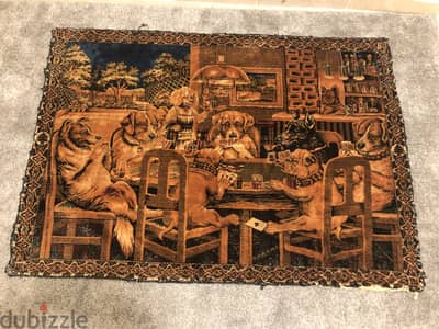 1960s-70s Vintage Wall Tapestry Jacquard-Woven 100% Cotton 1 x 1.4 m