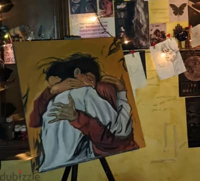 لوحة فنية مرسومة يدويا ، ديكور انيق للمنزل أو المكتب