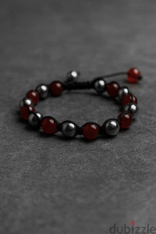 Bracelet Red Agate & Silver Hematite 2