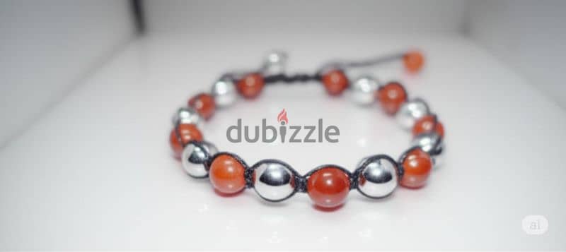 Bracelet Red Agate & Silver Hematite 3