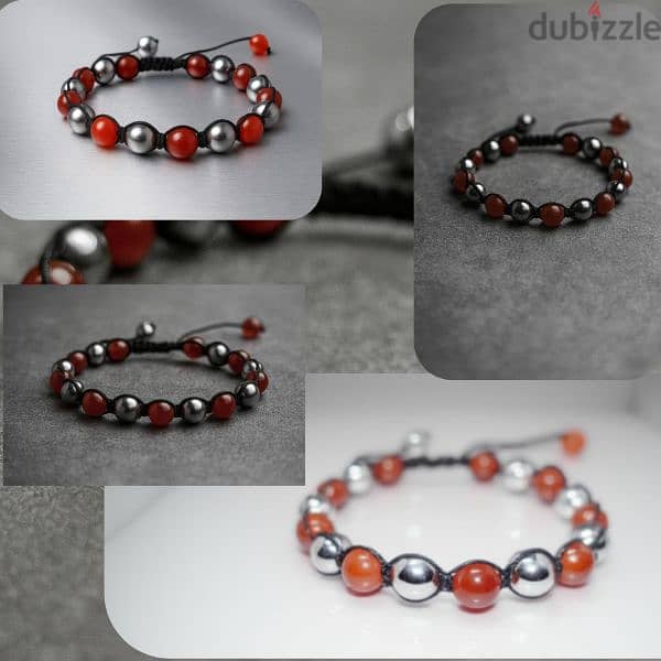 Bracelet Red Agate & Silver Hematite 5