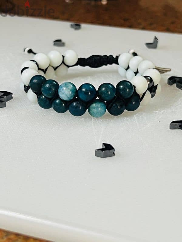 bracelet Blue Agate & Black Hematite 1