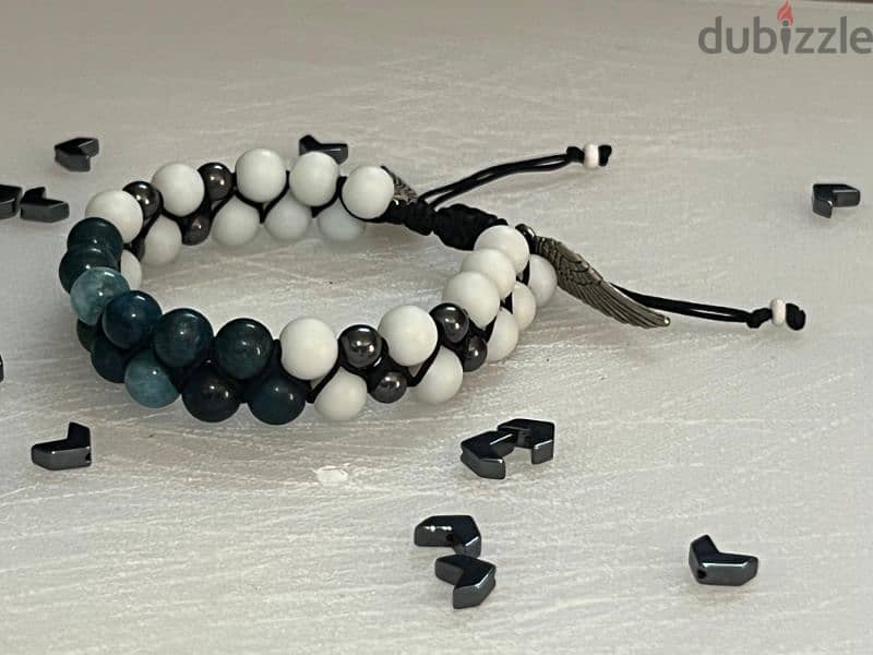bracelet Blue Agate & Black Hematite 2