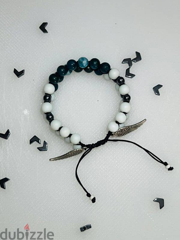 bracelet Blue Agate & Black Hematite 3