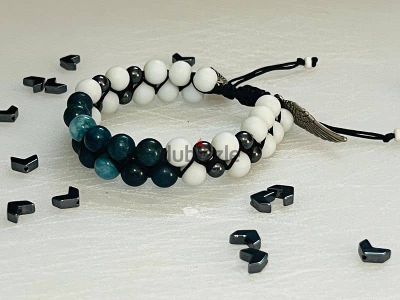 bracelet Blue Agate & Black Hematite 4