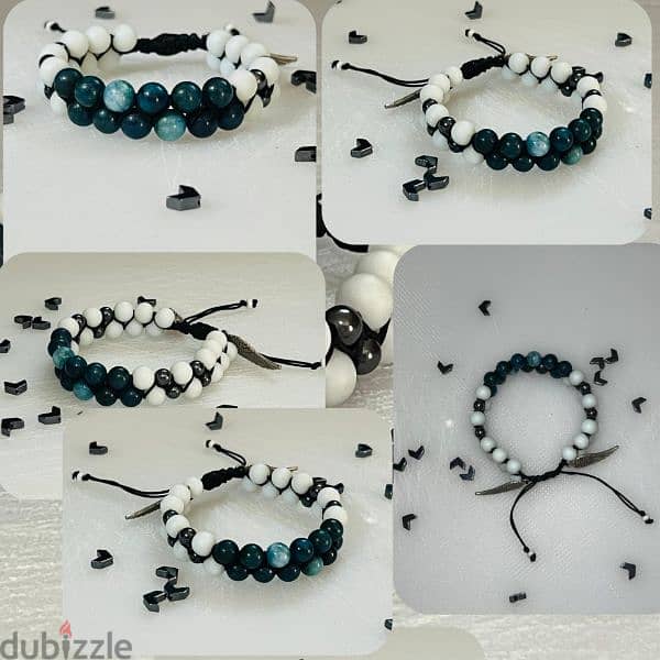 bracelet Blue Agate & Black Hematite 10