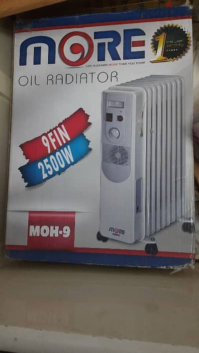 دفاية زيت MORE MOH-9 جديدة تمامًا – 9 ريشة – 2500 وات – لم تُستخدم قط