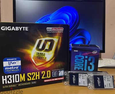 Gigabyte H310M S2H 2.0 + Intel Core i3 9100F + 2 x Crucial 8GB 3200MHz