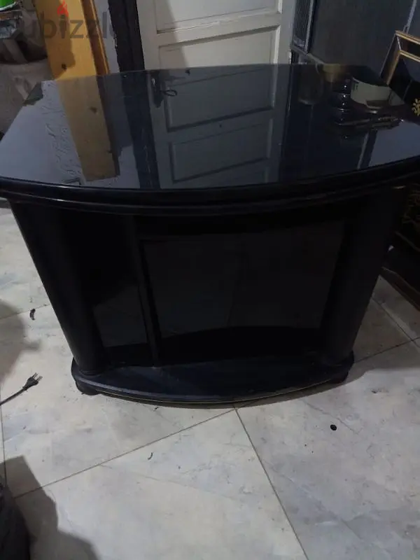 Luxury Black Glass TV Stand, Elegant Design and Excellent Condition