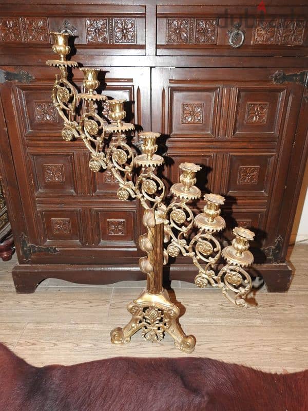 antique pure copper extra large gothic candleholder 8