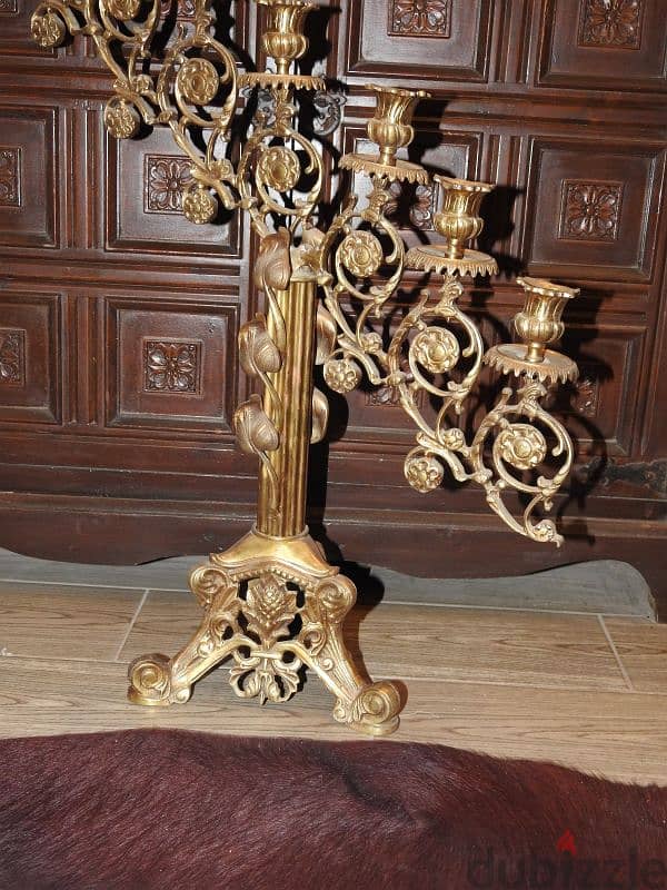 antique pure copper extra large gothic candleholder 10
