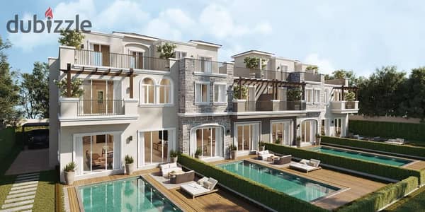 For sale: Townhouse villa with a down payment of 800,000 and installments over 10 equal years in Al Tagamoa, next to Zed East and Hyde Park.