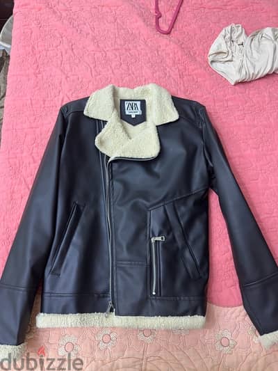 leather jacket with padded fur