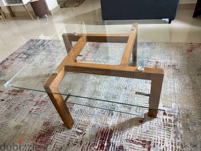 ترابيزه انتريه / صالون / مكتب دورين مربعه   خشب x زجاج ٨٠ x ٨٠
